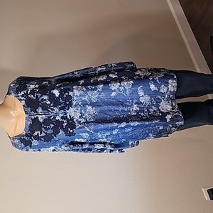 Chico's Floral Embroidered Denim Tunic Size1 Medium